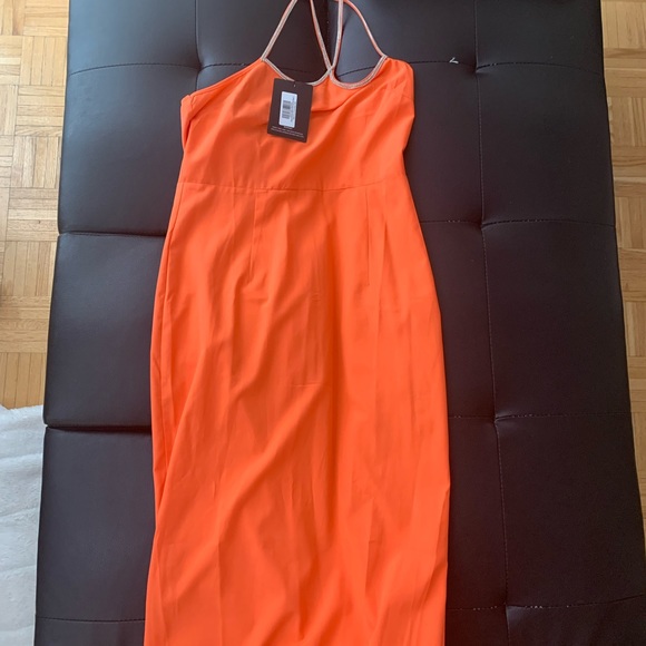 Orange Diamante Neckline Halterneck Maxi Dress , New with tags - Picture 2 of 2